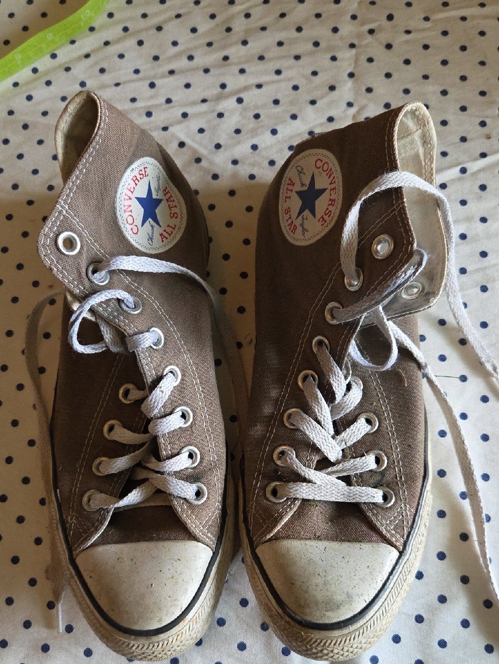 Converse High Top Sneakers in Brown Canvas with White Accents